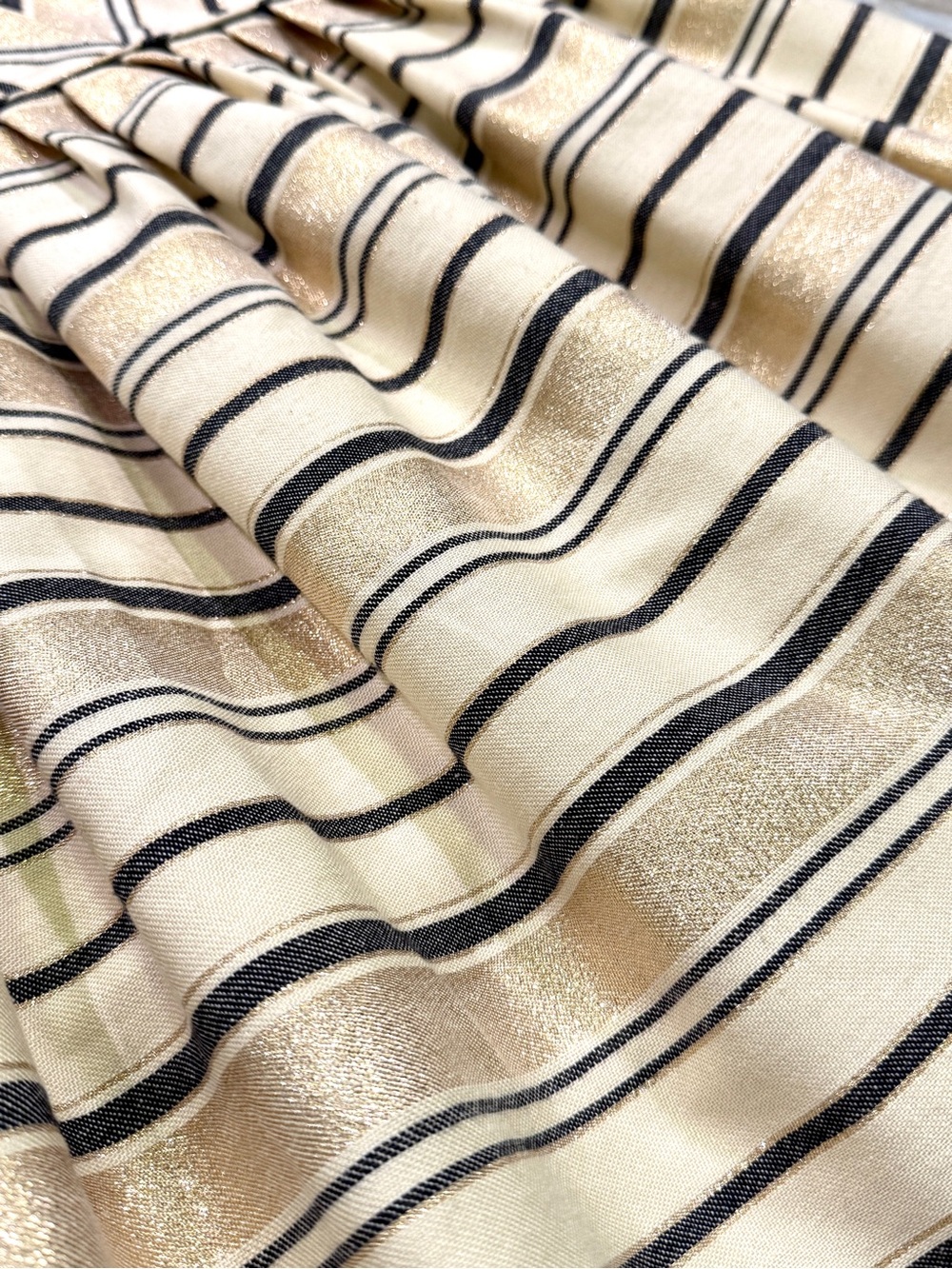 J.Crew Cream, Black, Gold Metallic Stripe Fit & Flare Dress – Size 2 - Picture 7 of 10